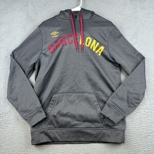 Barcelona Hoodie Mens Small Gray Pullover Soccer Football Polyester‎ Umbro 2010s